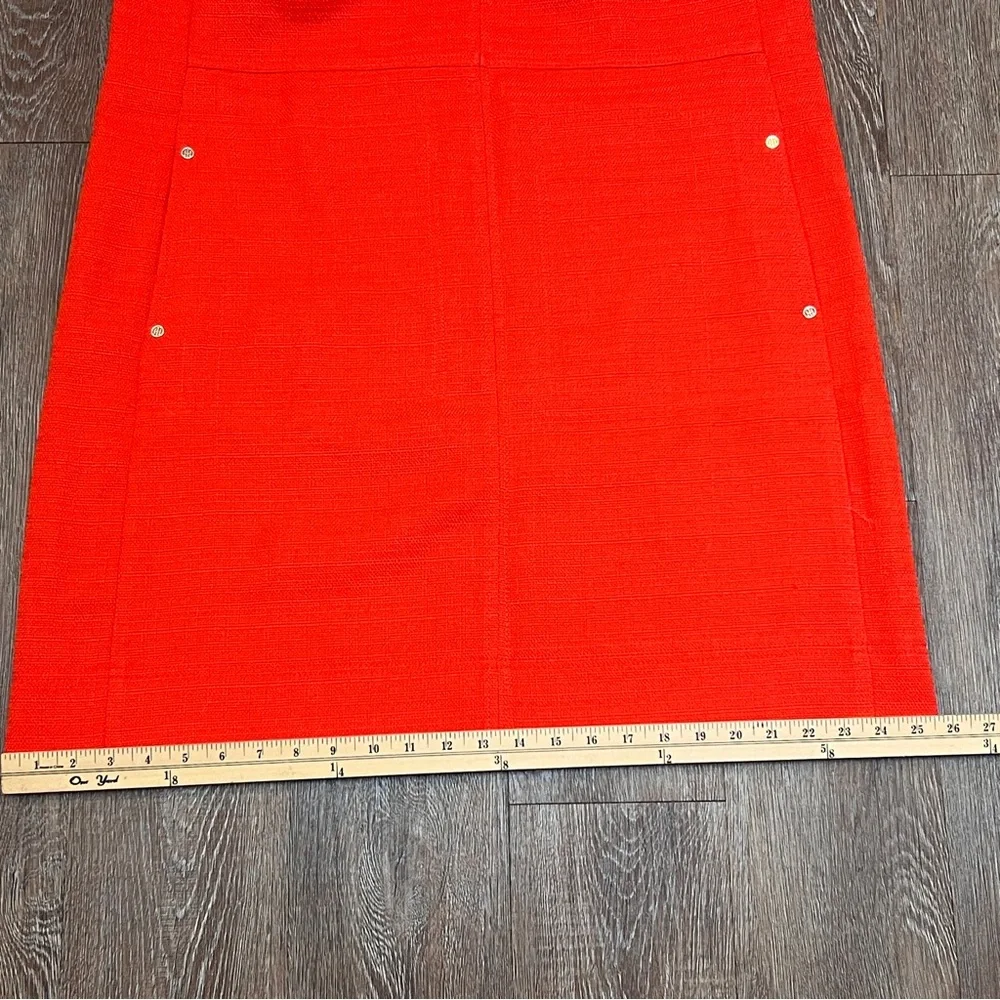 Tommy Hilfiger Orange Hopsack Shift Sleeveless Midi Dress Logo Buttons | Sz: 14 - Picture 4 of 10